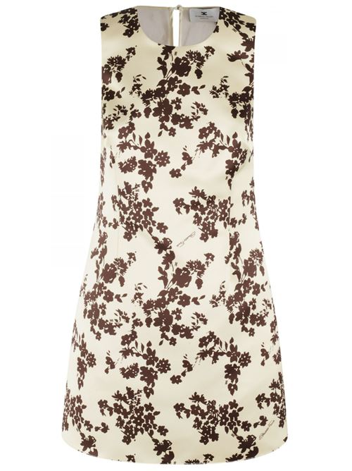 ABITO IN DUCHESSE STAMPATA E TULLE ELISABETTA FRANCHI | AB75951E2DJ3 lemonade/cacao